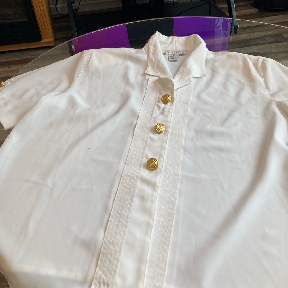NWT womens silk feel Pinstripe Petite blouse. Size 18P